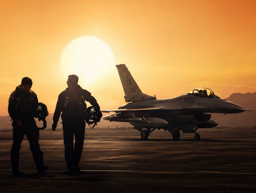 Co-pilots at sunset