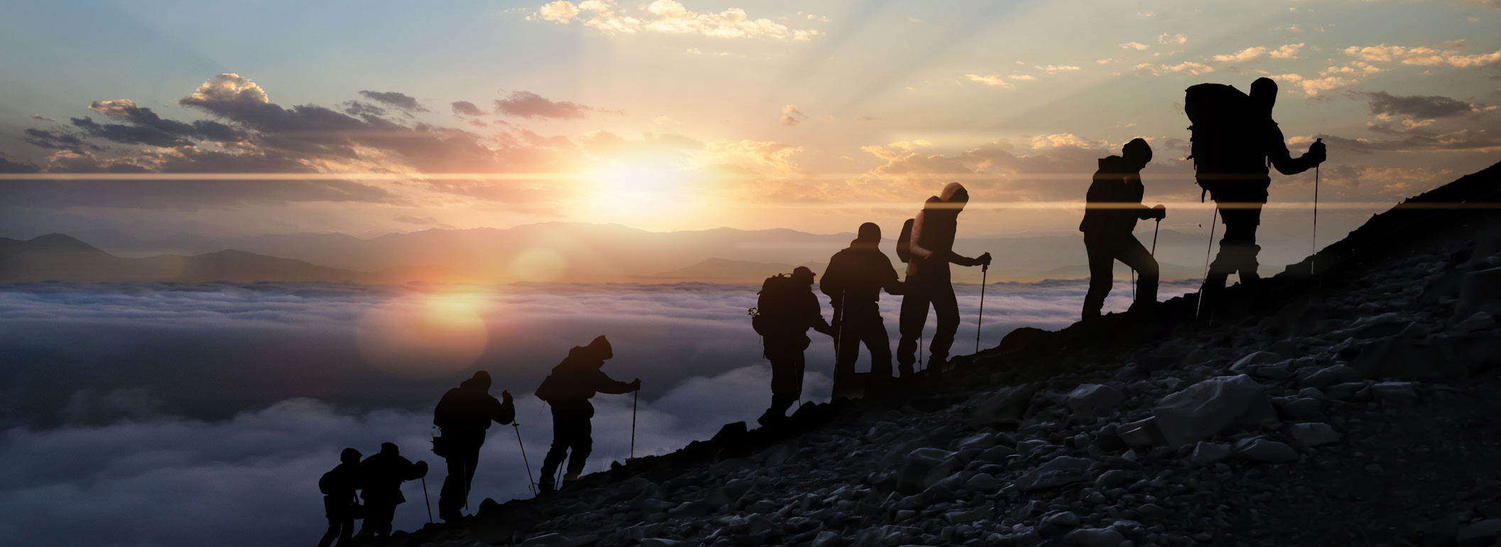 Team climbing together